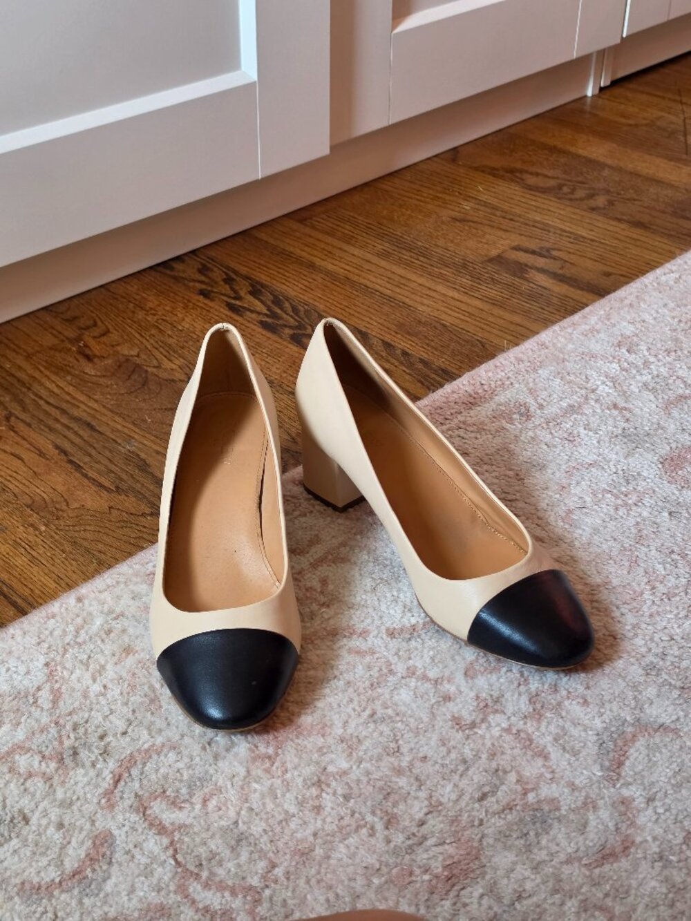 J.Crew Two-Tone Cap-Toe Leather Block Heel Pumps 9.5